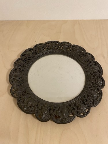 Vintage spiegel rund metall - spiegel,
